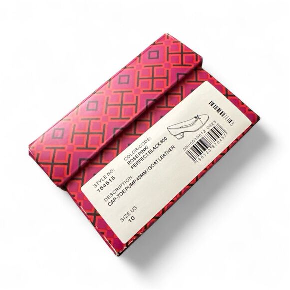 Tory Burch Women’s Cap-Toe Leather Pumps Pink Black Size 10 New in box - Picture 5 of 5